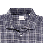 LUCIANO BARBERA Mens Linen Plaid Button Up Spread Collar Shirt Blue (MSRP $295)
