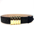 KHAITE Womens The Medium Julius Suede Leather Gold Buckle Belt Black (MSRP $480)