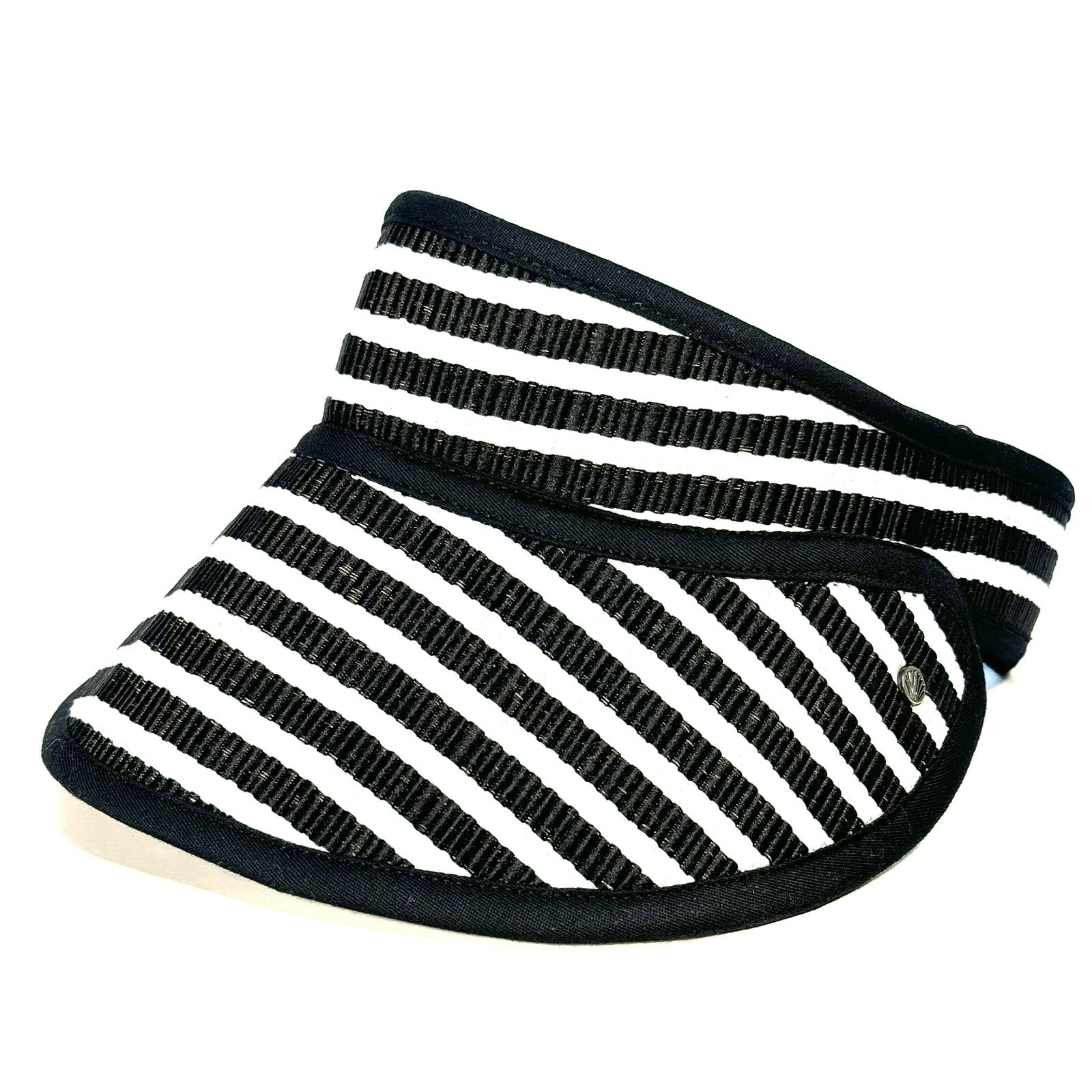 LORNA MURRAY x Veronica Beard San Sebastian Stripe Sun Visor Black (MSRP $103)