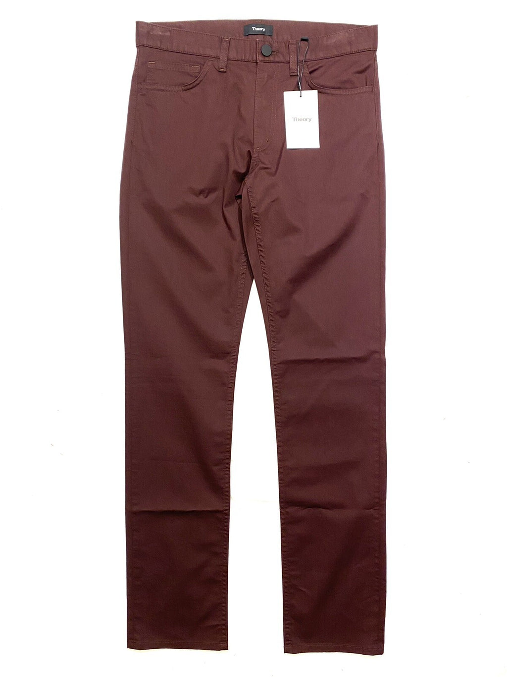 THEORY Mens Haydin Cotton 5 Pocket Chino Pants Malbec Burgundy (MSRP $195)