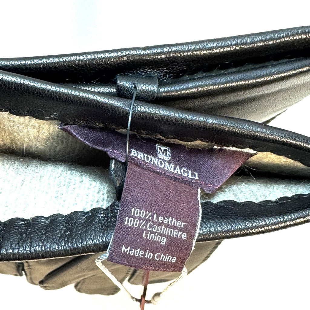 BRUNO MAGLI Mens Cashmere Lined Leather Touchscreen Gloves Black XL