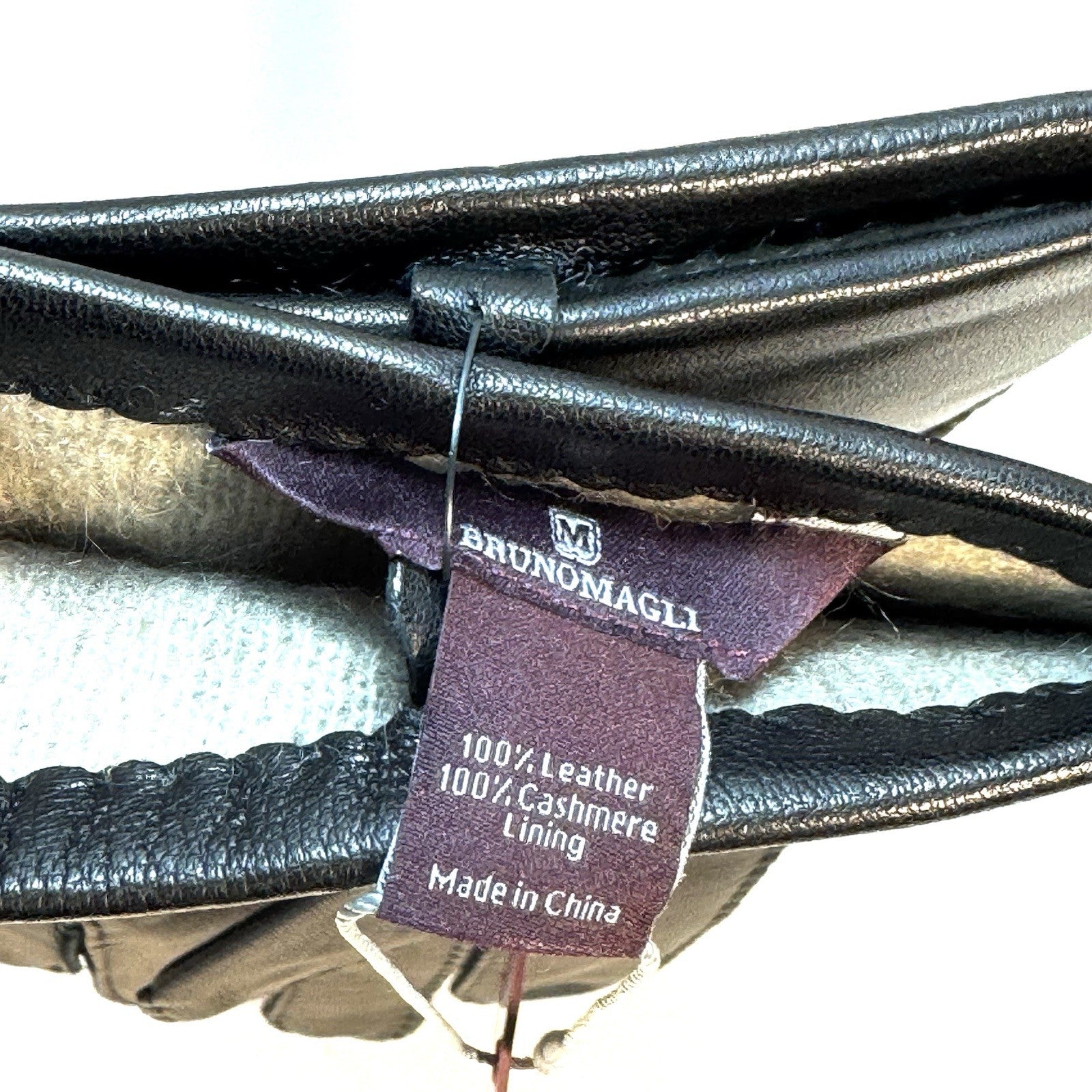 BRUNO MAGLI Mens Cashmere Lined Leather Touchscreen Gloves Black XL