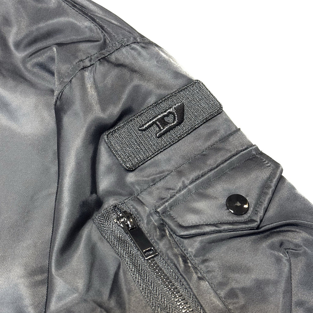 DIESEL Mens Reversible Nylon Zip Bomber Jacket Coat Black (MSRP $495)
