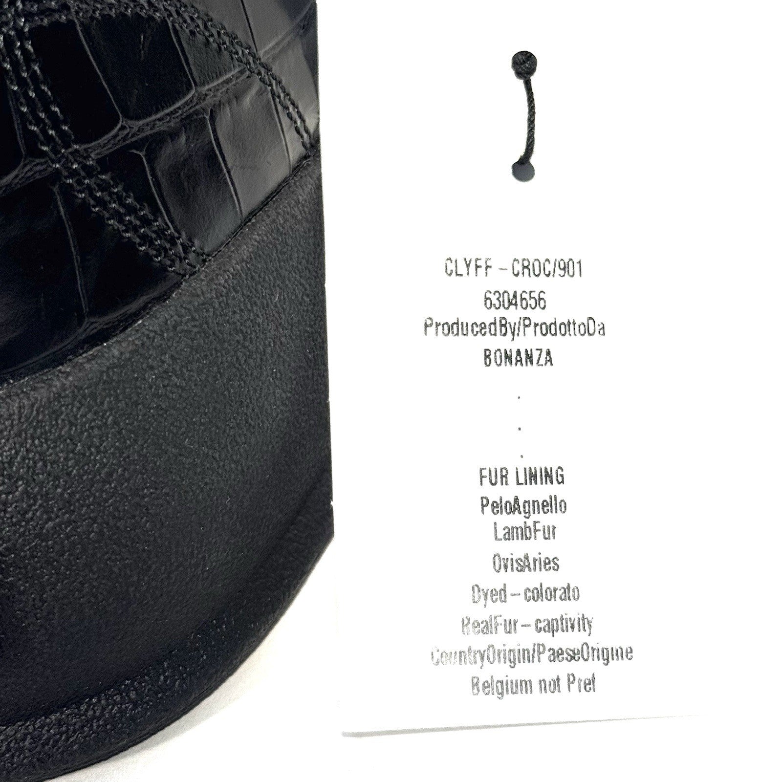 BALLY Mens Clyff Lamb Fur Lined Croc Embossed Leather Boots Black (MSRP $1,100)