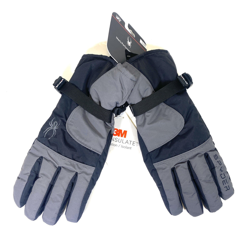 SPYDER Mens Shredder Ski Insulated Winter Gloves Grey Black S/M (MSRP $50)