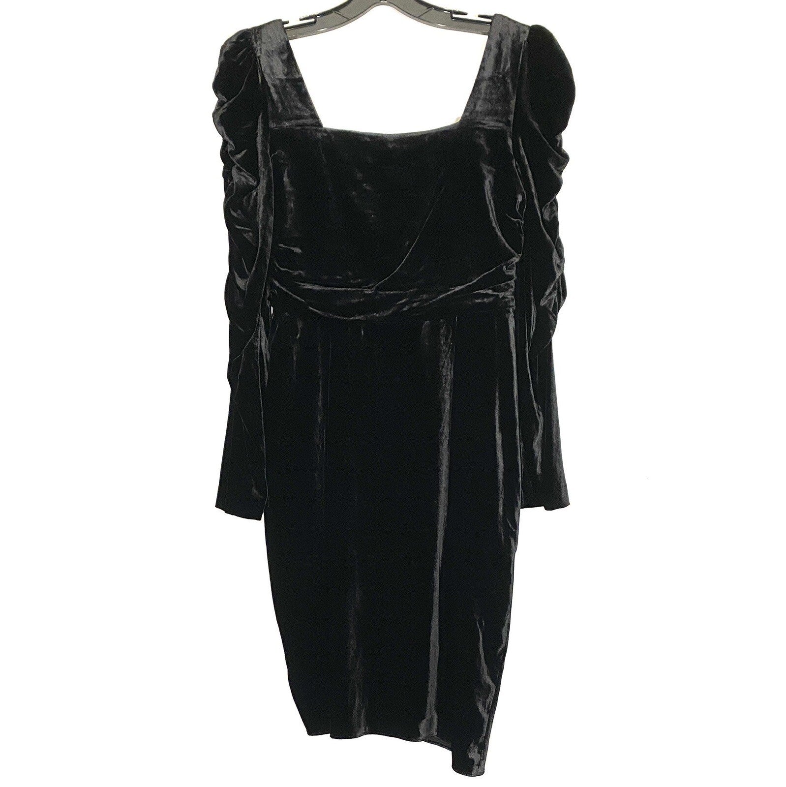 VERONICA BEARD Toki Velvet Long Sleeve Ruched Mini Dress Black (MSRP $698)