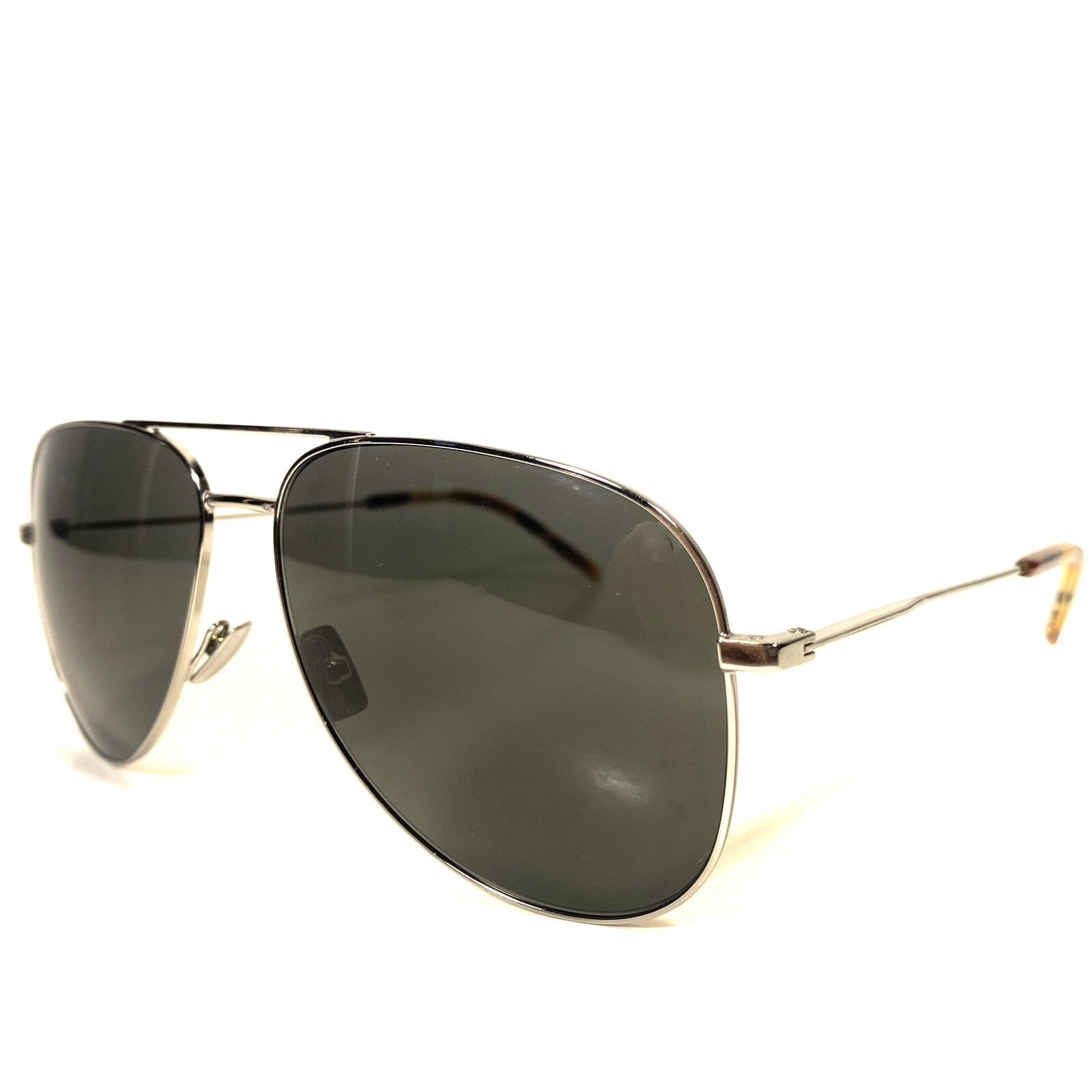 SAINT LAURENT Classic 11 035 Aviator Pilot Sunglasses Silver (MSRP $395)