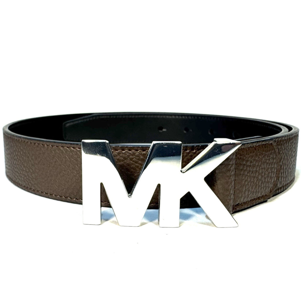 MICHAEL KORS Mens 31mm MK Logo Buckle Leather Belt Brown (MSRP $98)