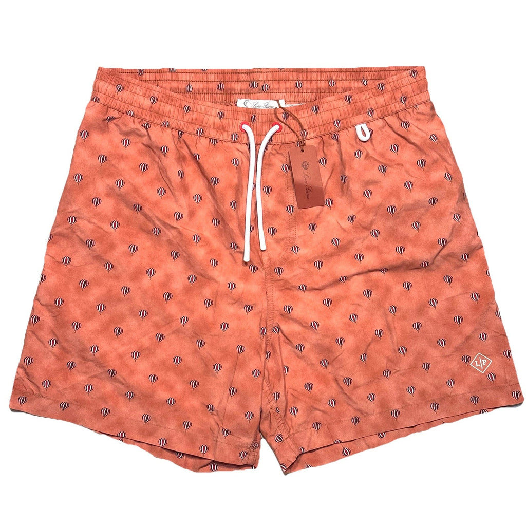 LORO PIANA Mens Bay Balloons Print Swim Trunks Shorts Pepper Red (MSRP $580)