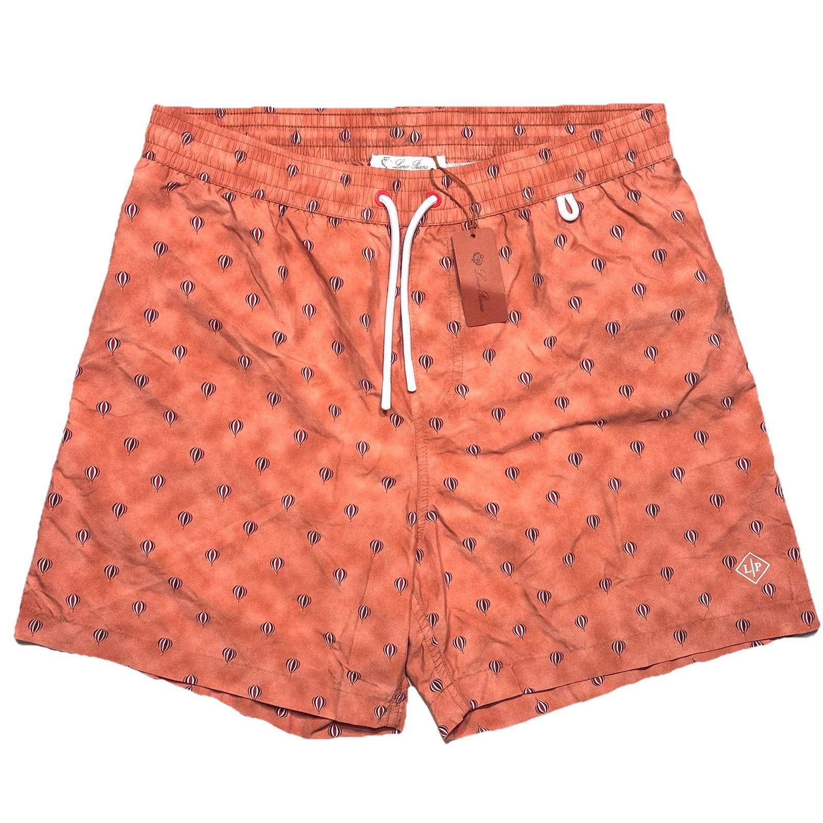LORO PIANA Mens Bay Balloons Print Swim Trunks Shorts Pepper Red (MSRP $580)
