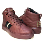 BALLY Mens Meson Croc Embossed Leather Mid Top Sneakers Heritage Red 7 MSRP $720