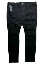 RtA Mens Clayton Mid Rise Pintuck Ripped Skinny Jeans Black 42 (MSRP $158)