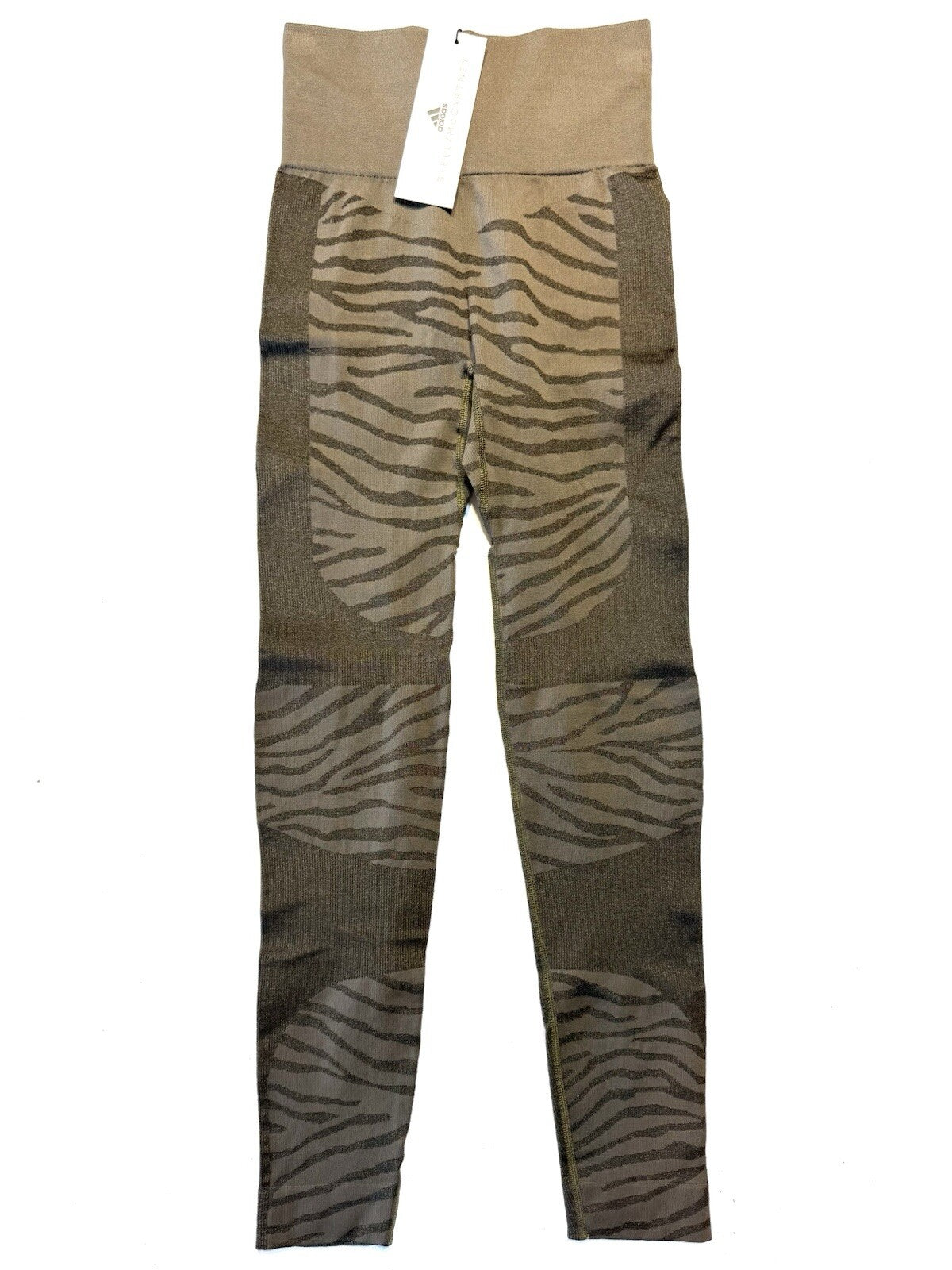 ADIDAS x STELLA MCCARTNEY Womens TPR Tiger Stripe Leggings Green XS (MSRP $140)