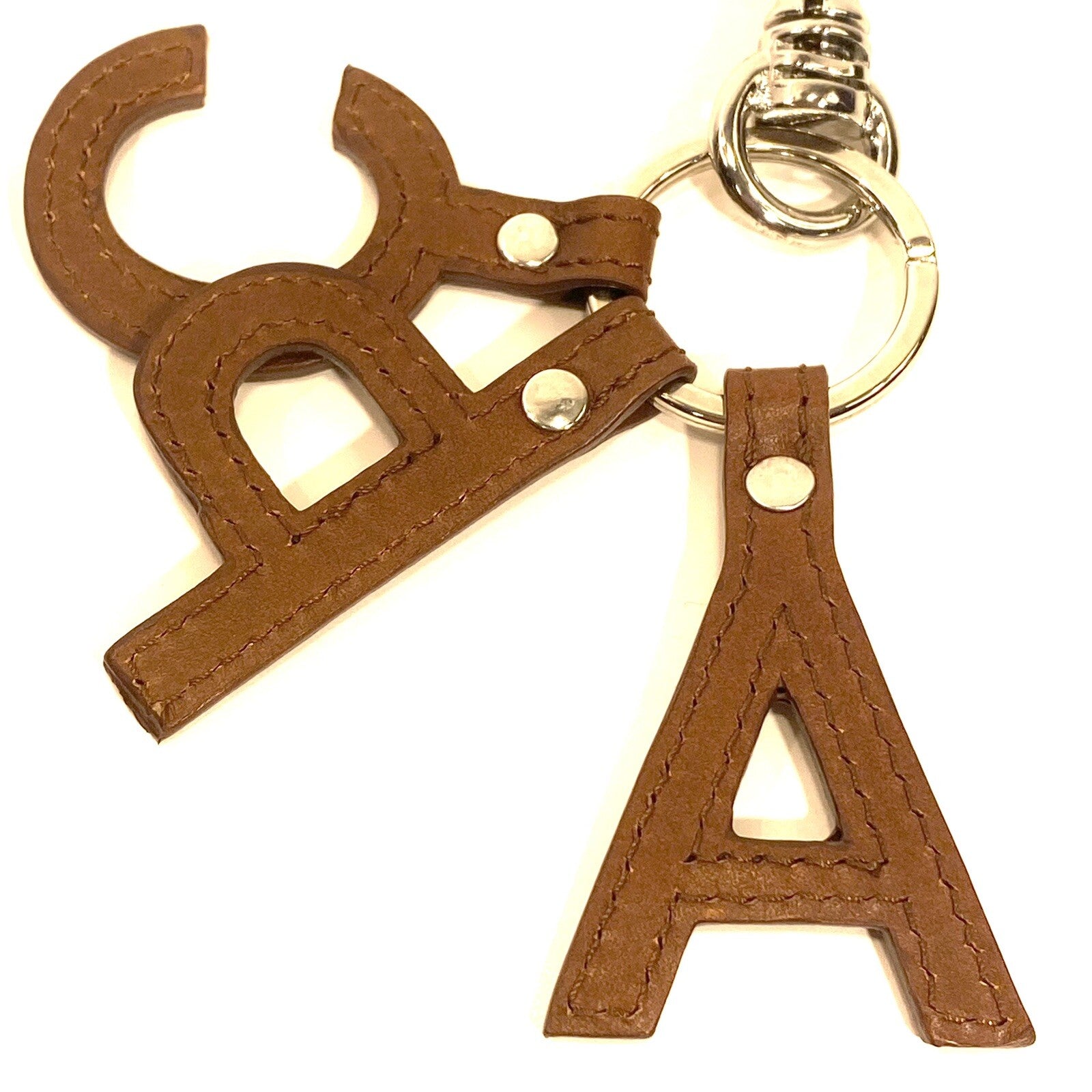 A.P.C. Leather Logo Keychain Fob Charm Brown