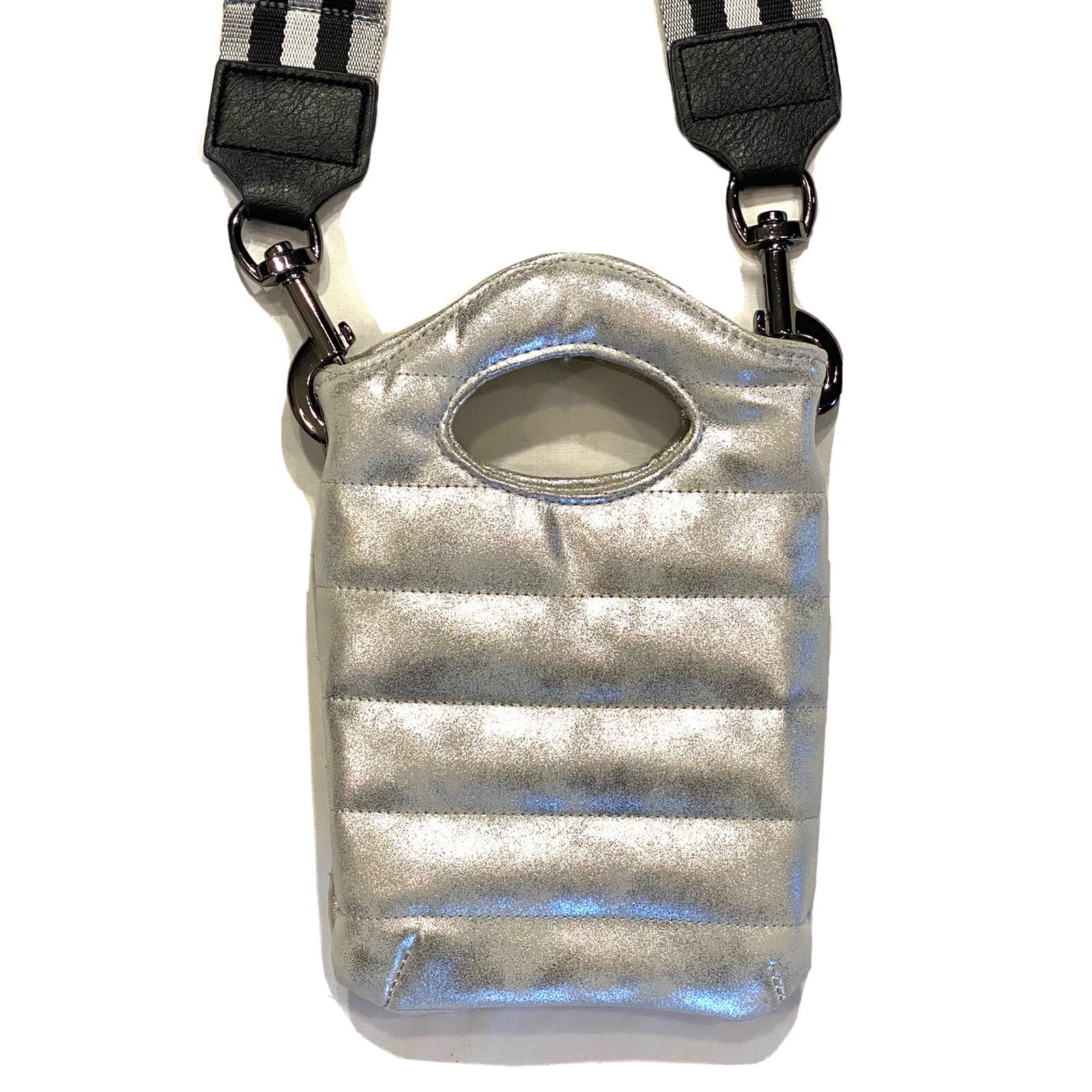 THINK ROYLN Womens Mini Florent Phone Slip Bag Metallic Silver (MSRP $98)