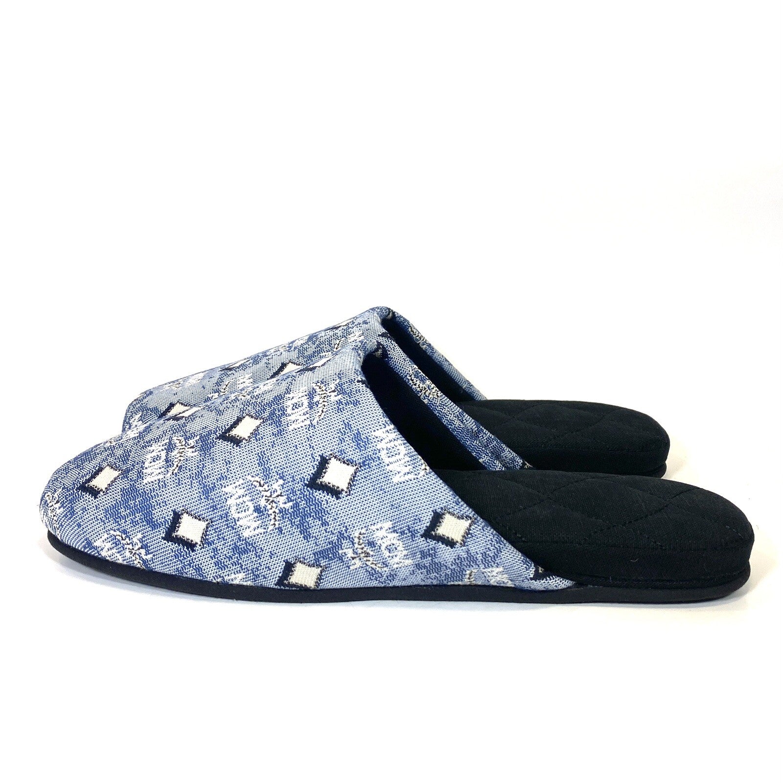 MCM Unisex Visetos Logo Canvas Room Slippers Vintage Blue S/M (MSRP $280)