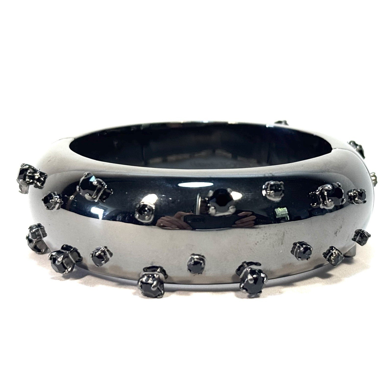 ALEXANDER MCQUEEN Womens Tubular Jeweled Cuff Bracelet Black (MSRP $1,550)
