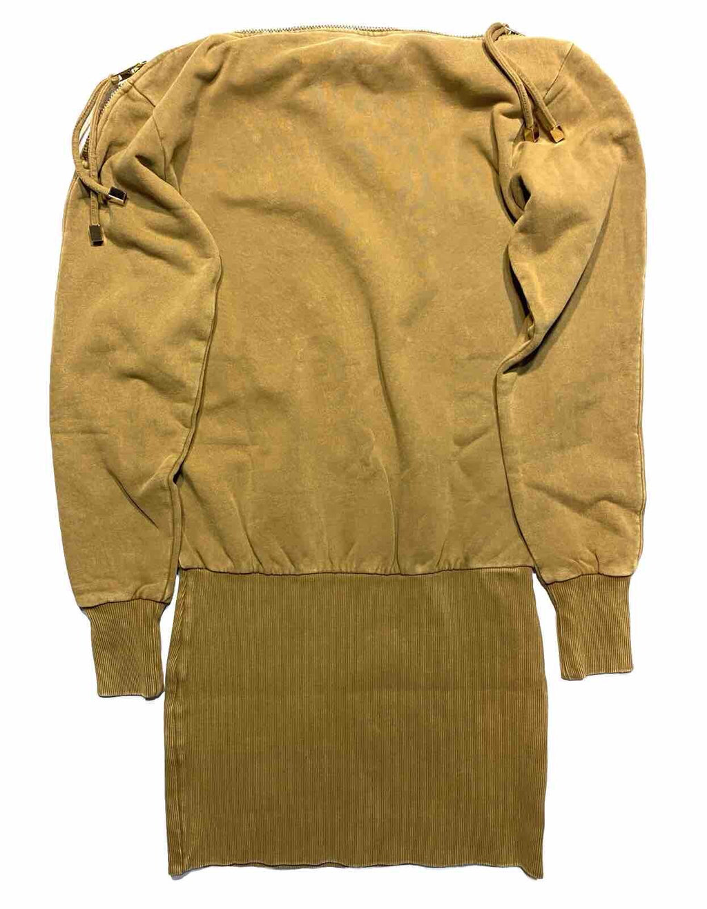RETROFETE Darcy Zip Shoulder Sweatshirt Dress Light Brown XS (MSRP $365)