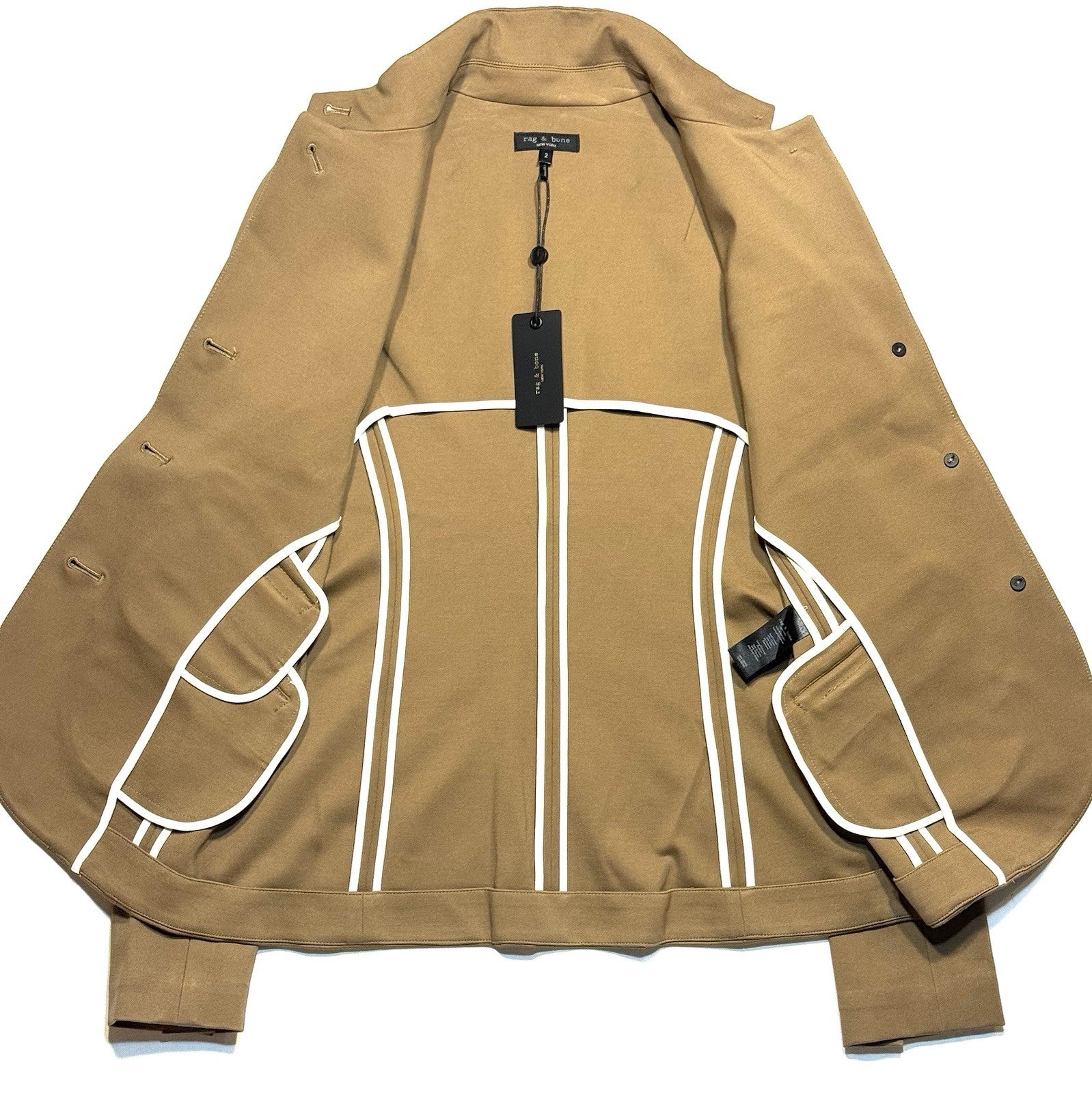 RAG & BONE Womens Slade Ponte Stretch Blazer Jacket Camel Tan (MSRP $495)