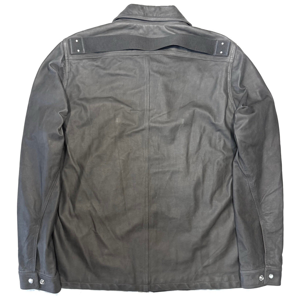 RICK OWENS Mens Brad Nubuck Leather Zip Jacket Dark Dust Grey 50 (MSRP $3,125)