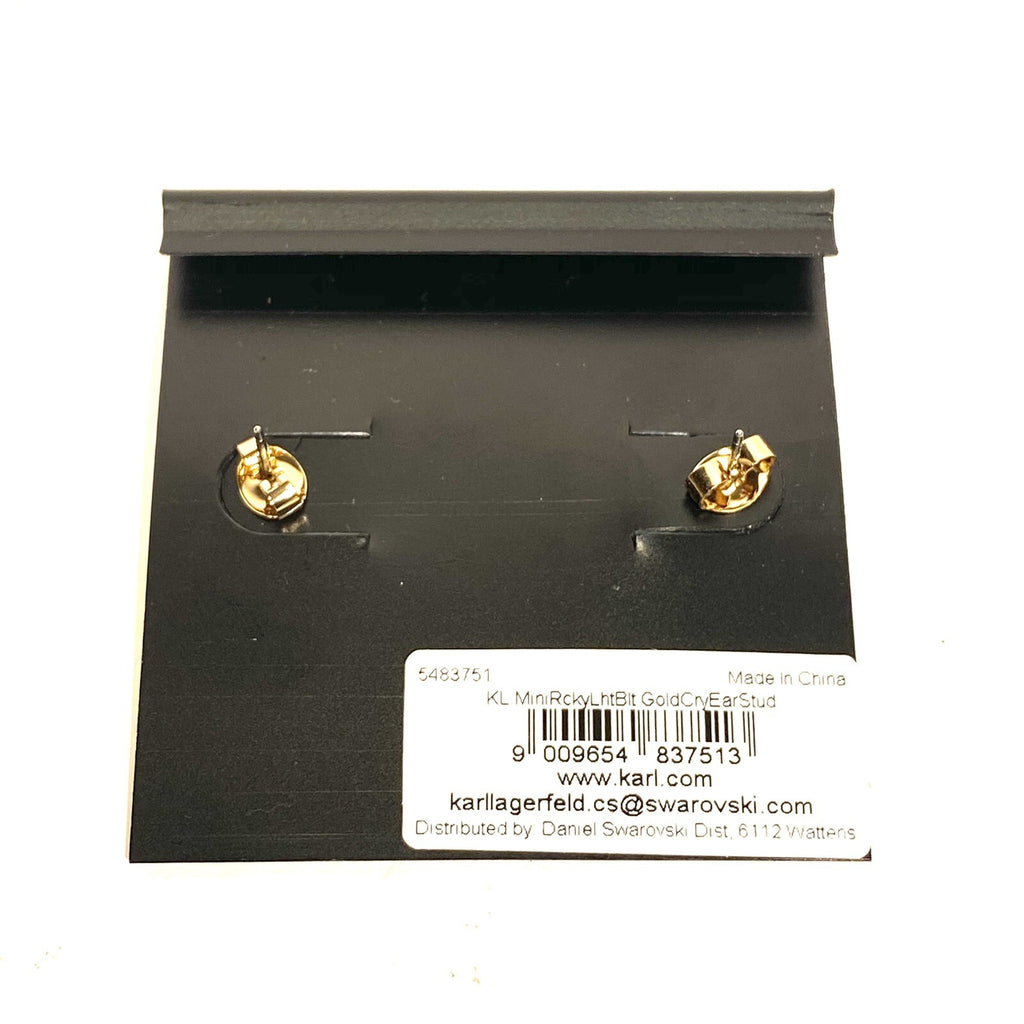 KARL LAGERFELD Swarovski Lightning Bolt Mini Pave Stud Earrings Gold (MSRP $44)