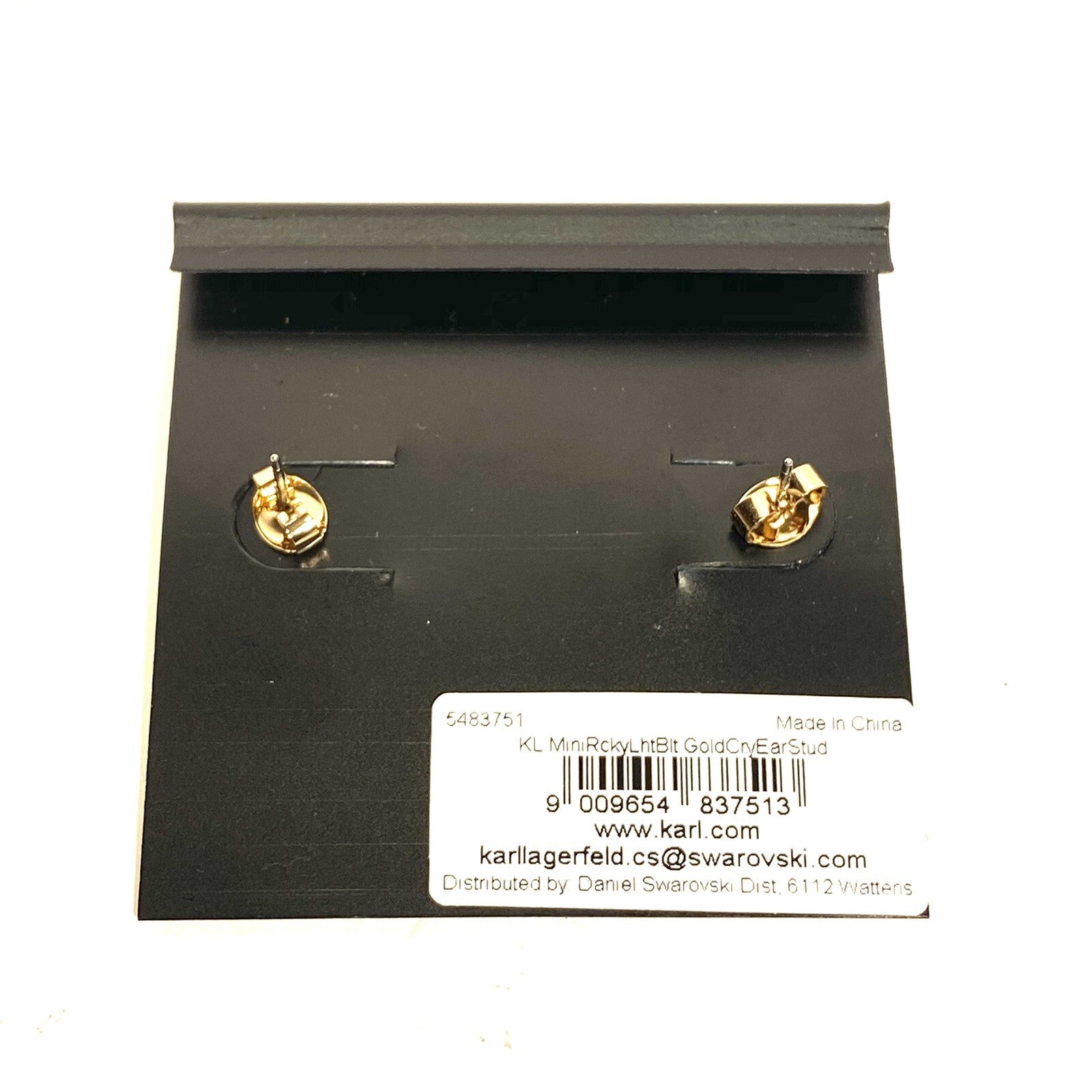 KARL LAGERFELD Swarovski Lightning Bolt Mini Pave Stud Earrings Gold (MSRP $44)