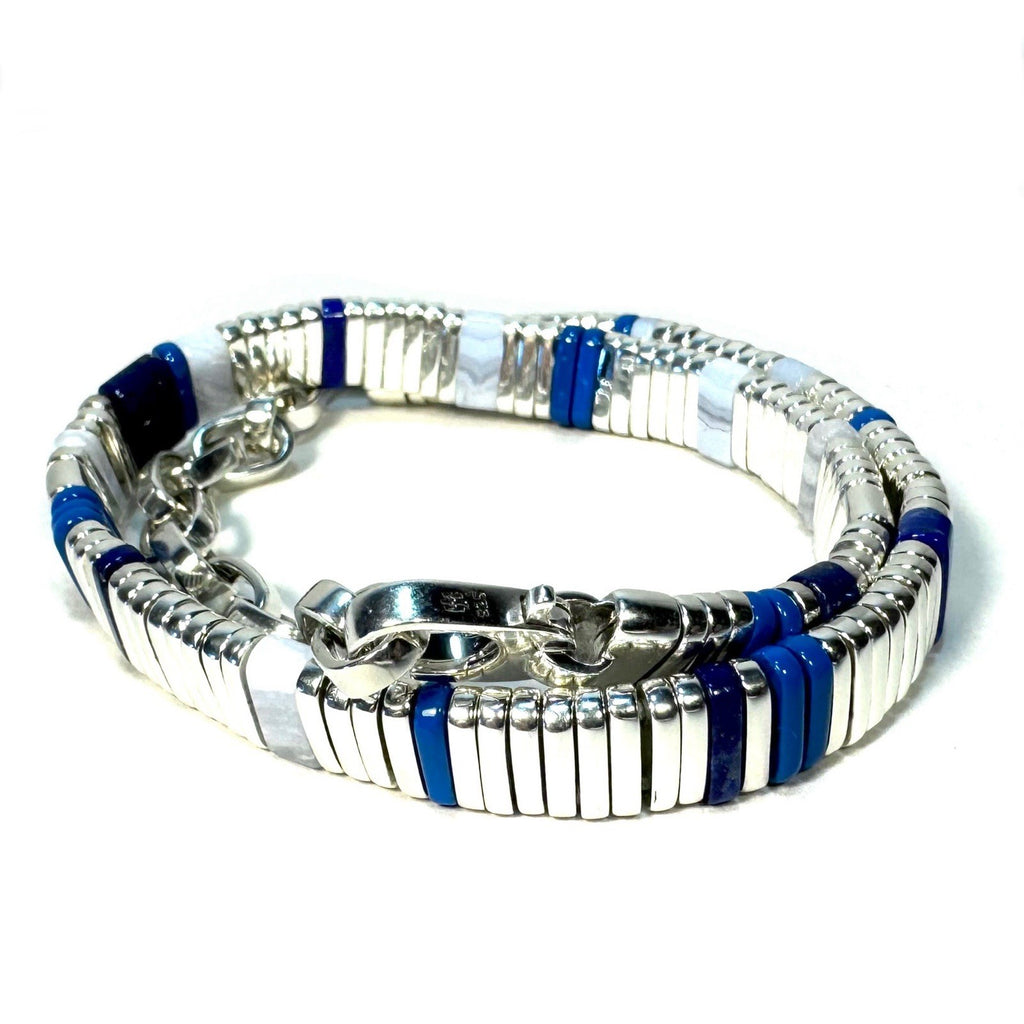 JOHN HARDY Womens .925 Silver Colorblock Lapis Lazuli Blue Agate Choker Necklace