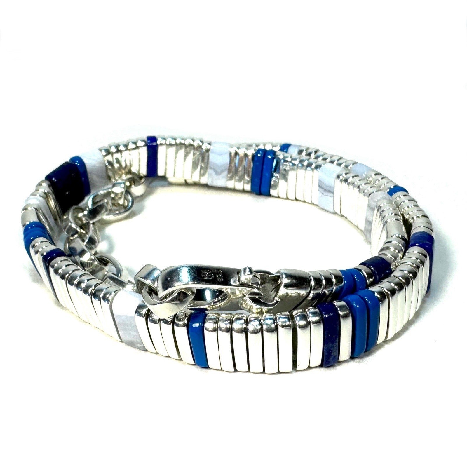 JOHN HARDY Womens .925 Silver Colorblock Lapis Lazuli Blue Agate Choker Necklace