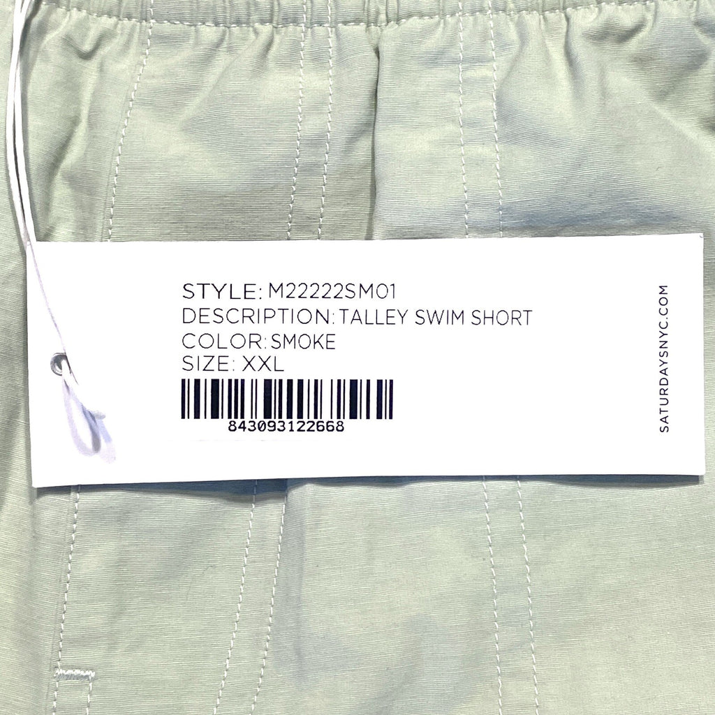 SATURDAYS NYC Mens Talley Swim Trunks Shorts Smoke Green XXL (MSRP $118)