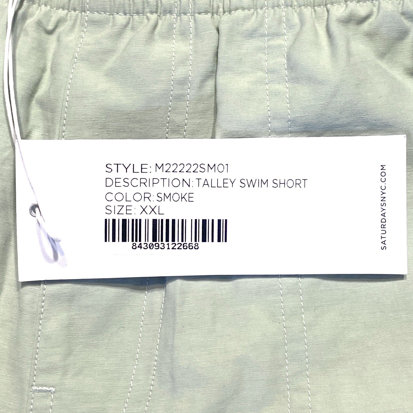 SATURDAYS NYC Mens Talley Swim Trunks Shorts Smoke Green XXL (MSRP $118)