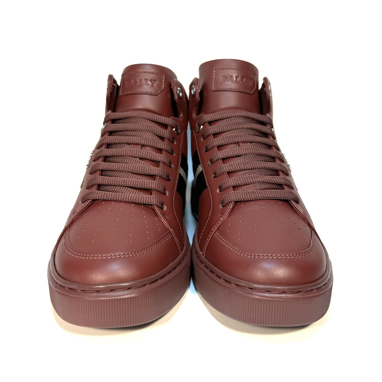 BALLY Mens Myles Calf Leather Mid Top Sneakers Heritage Red (MSRP $590)