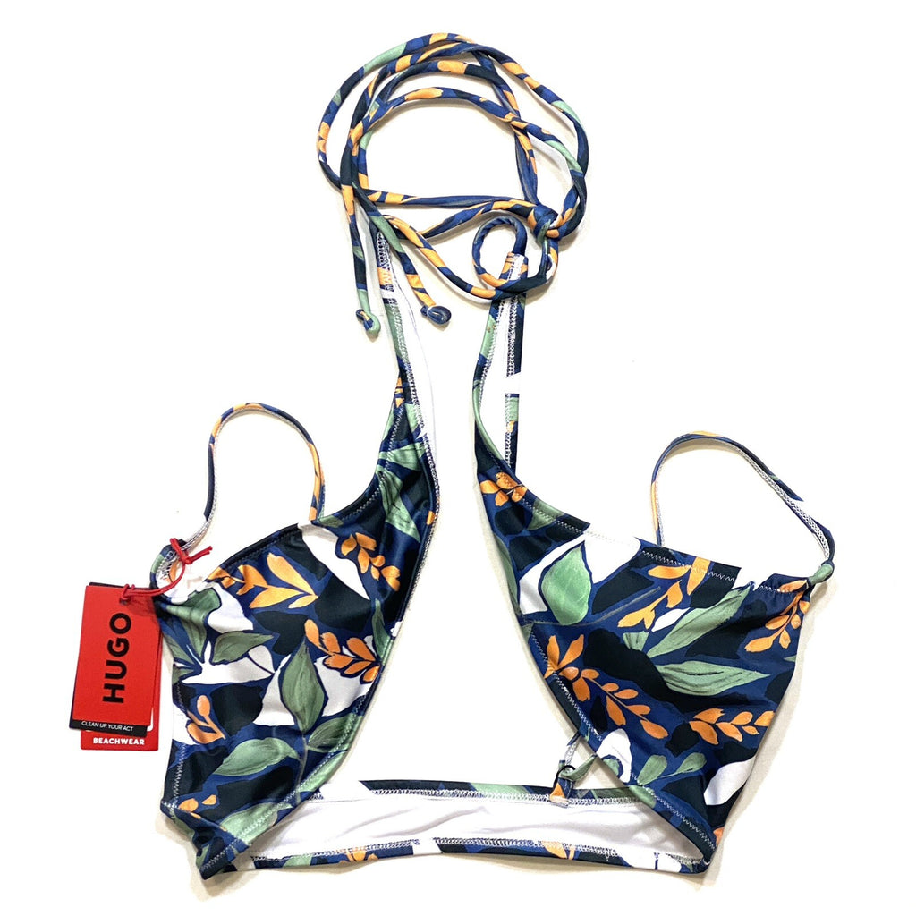 HUGO BOSS Womens Blooms Floral Print Bralette Bikini Top Black XS