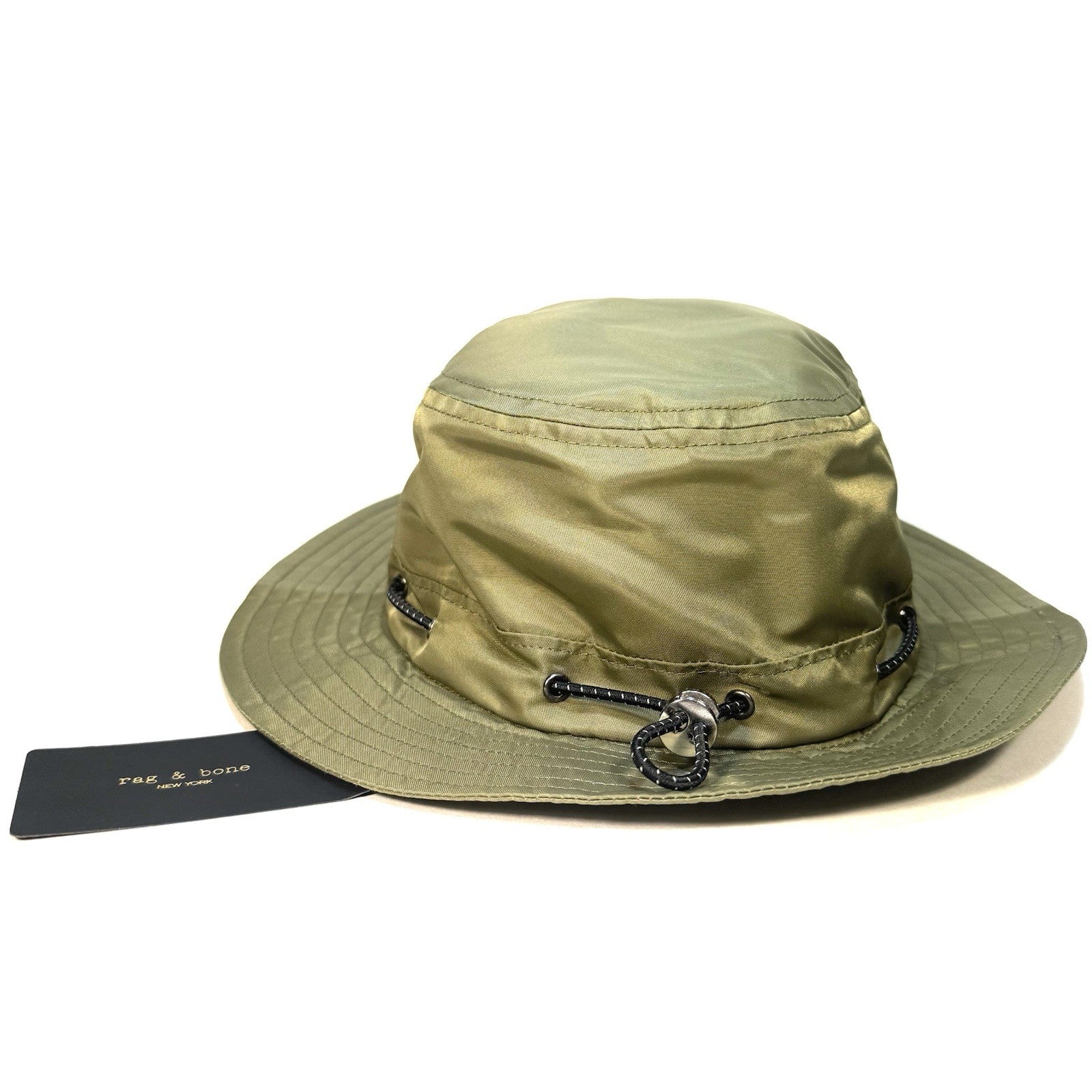 RAG & BONE Mens Industry Nylon Logo Bucket Hat Olive Green M (MSRP $165)
