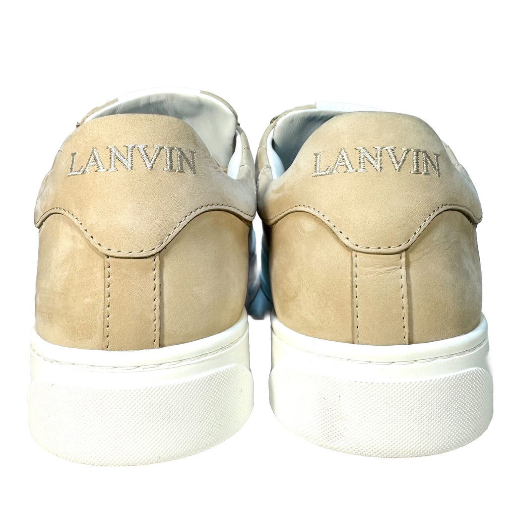 LANVIN Mens DDB0 Nubuck Suede Leather Low Top Sneakers Sand Beige (MSRP $550)