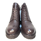 BALLY Mens Brady Grained Calf Leather Combat Boots Brown (MSRP $1,150)