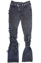 ALEXANDER MCQUEEN Womens Corset Lace Denim Jeans Stonewash Black 26 (MSRP $1760)