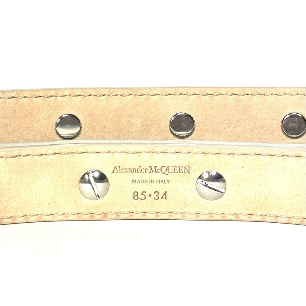 ALEXANDER MCQUEEN Womens Leather Thin Studded Double Belt Silver (MSRP $1,390)