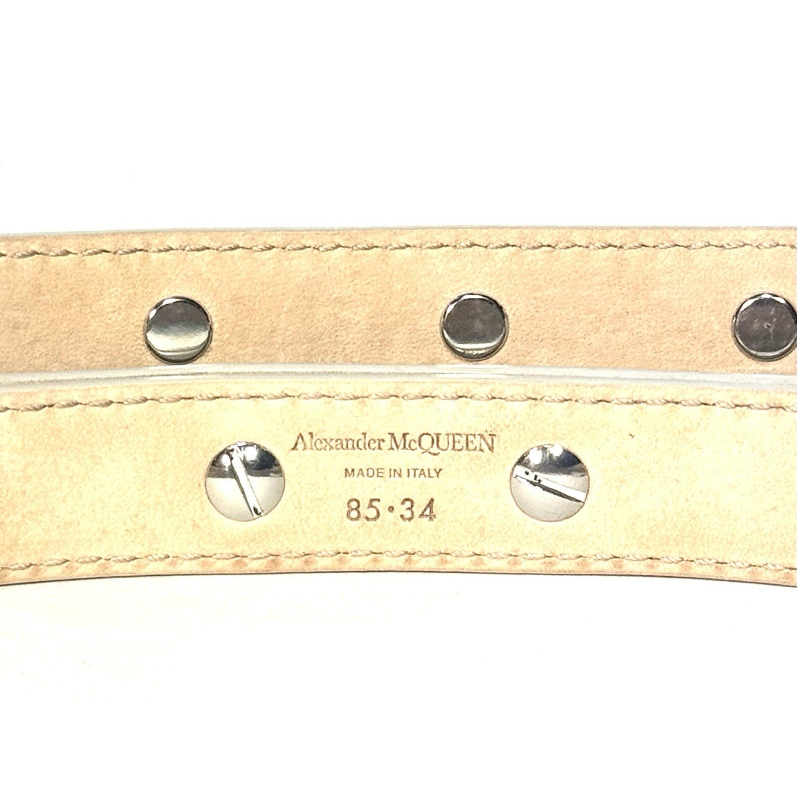 ALEXANDER MCQUEEN Womens Leather Thin Studded Double Belt Silver (MSRP $1,390)