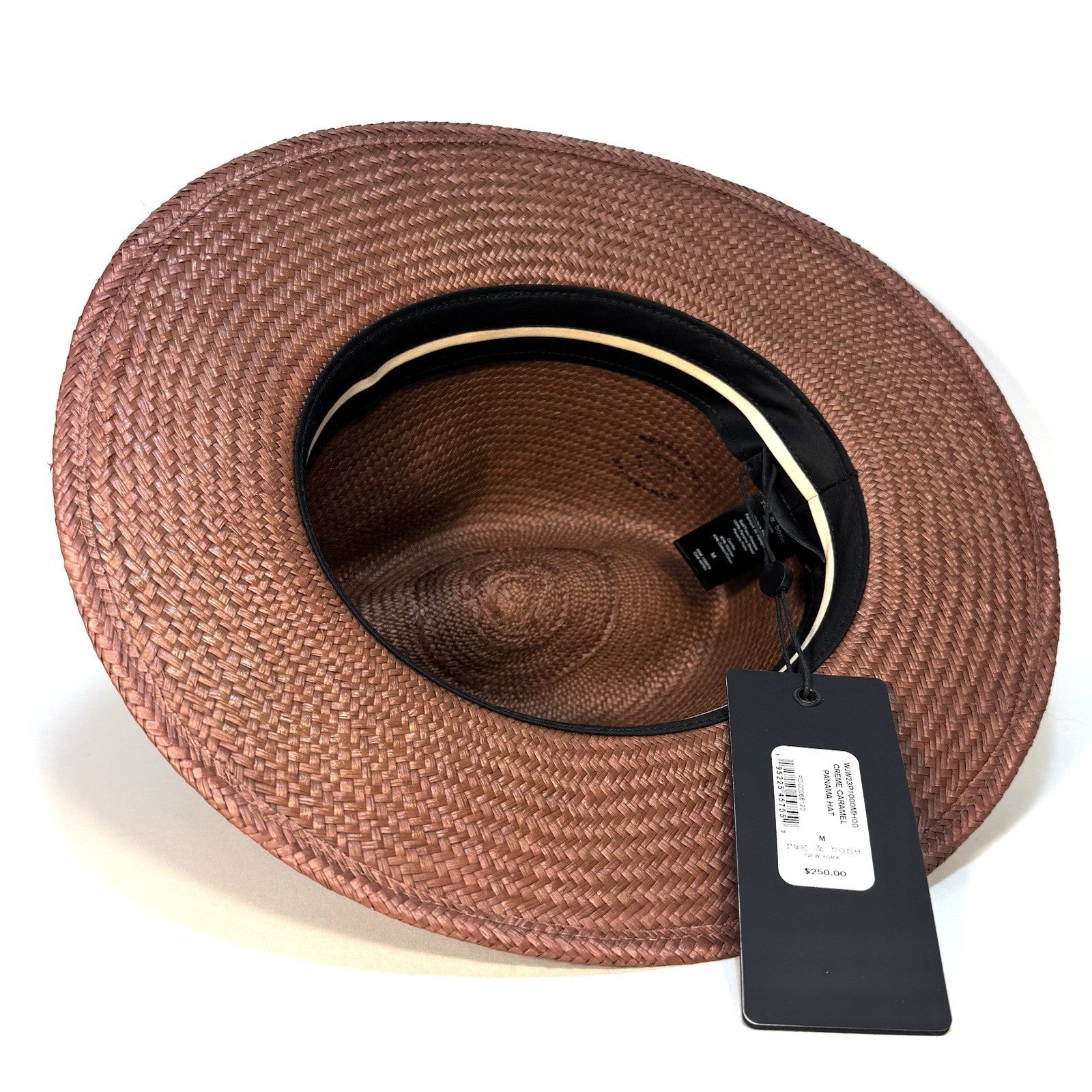 RAG & BONE Womens Panama Packable Straw Ribbon Hat Creme Caramel M (MSRP $250)