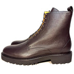 BALLY Mens Brady Grained Calf Leather Combat Boots Brown (MSRP $1,150)