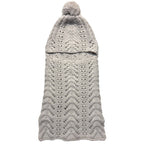 LUXTON Womens Cashmere Wool Blend Knit Balaclava Hood Hat Light Grey (MSRP $198)