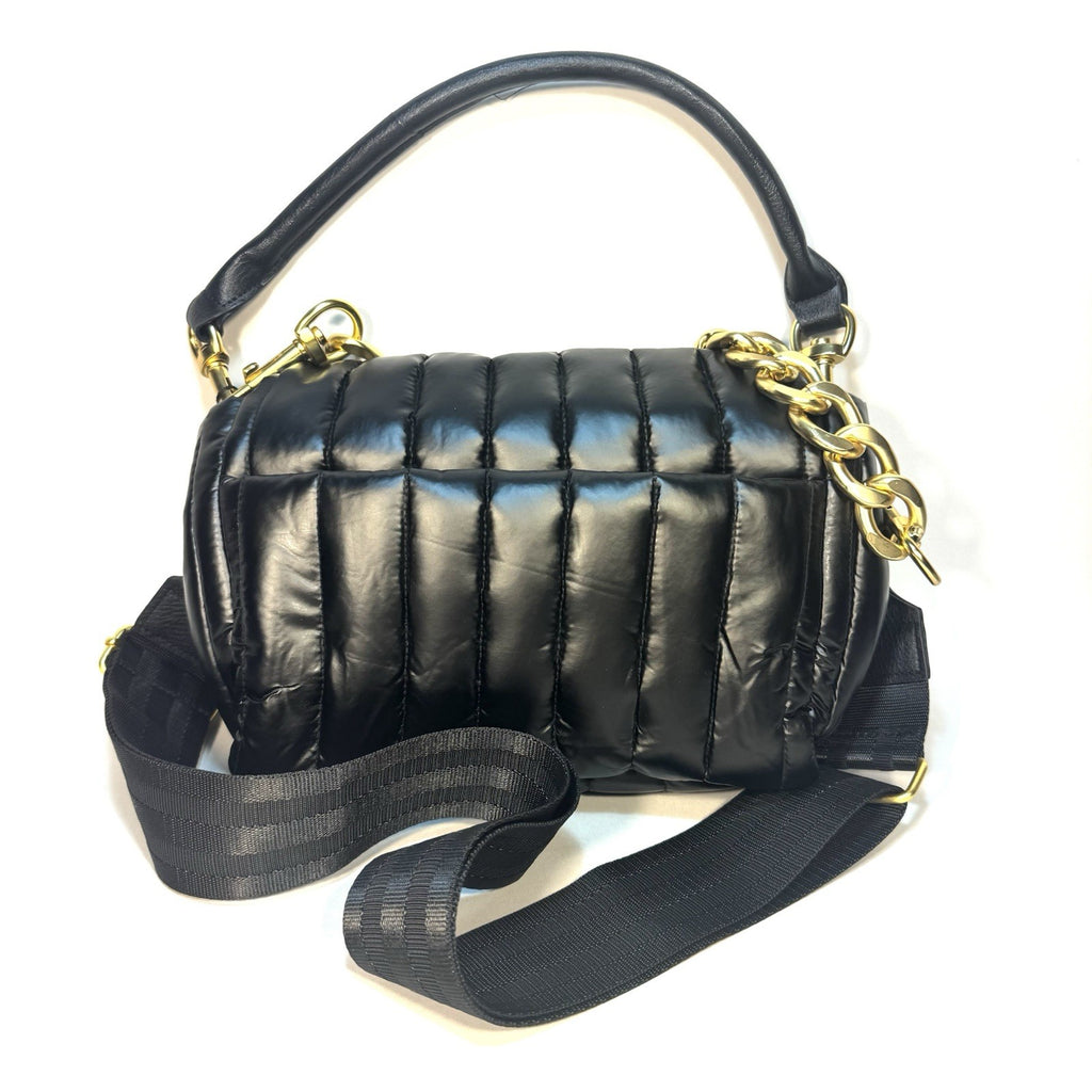 THINK ROYLN Bar Quilted Shoulder Crossbody Bag Pearl Black (MSRP $168)