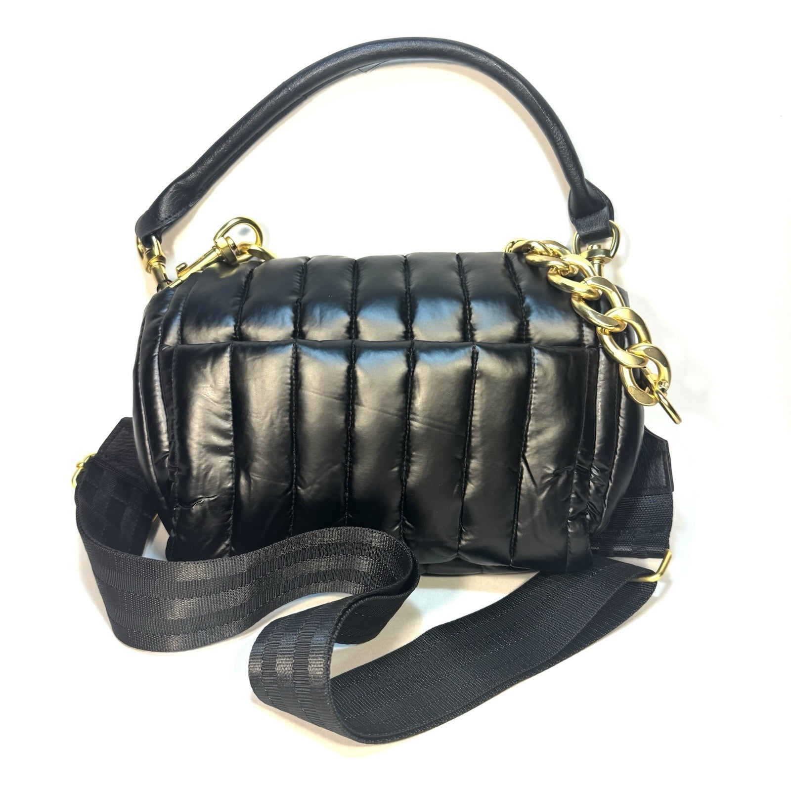 THINK ROYLN Bar Quilted Shoulder Crossbody Bag Pearl Black (MSRP $168)