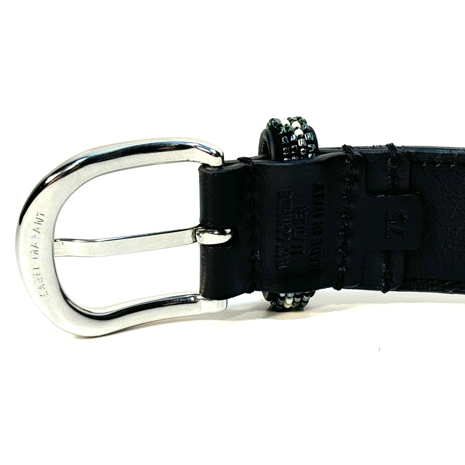 ISABEL MARANT Womens Nalise Beaded Leather Belt Black 75 (MSRP $585)