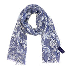 ALTEA Womens Linen Paisley Lightweight Scarf Lavender Blue (MSRP $145)