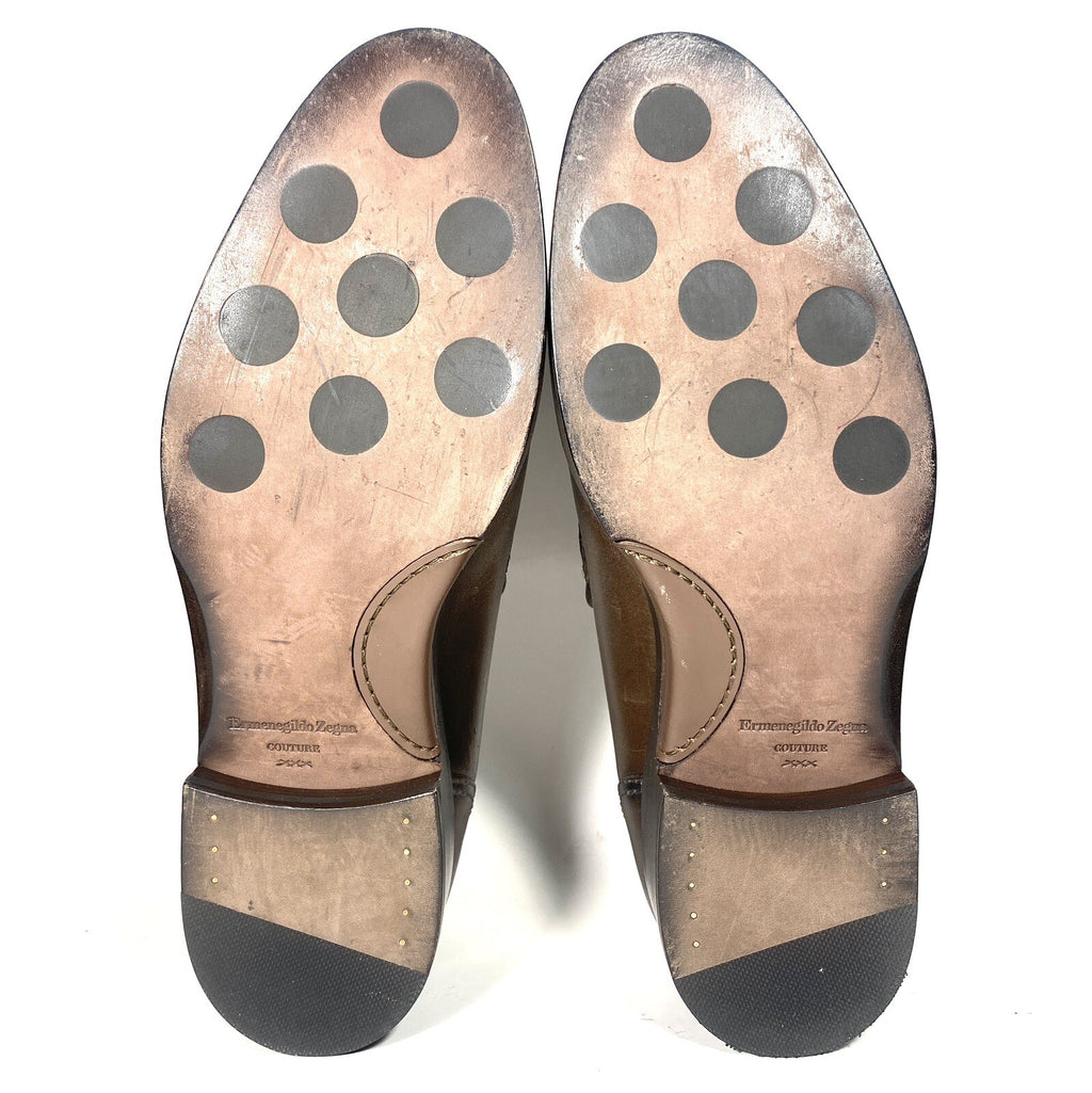 ERMENEGILDO ZEGNA Couture Mens Leather Slip On Loafers Brown 11 (MSRP $995)