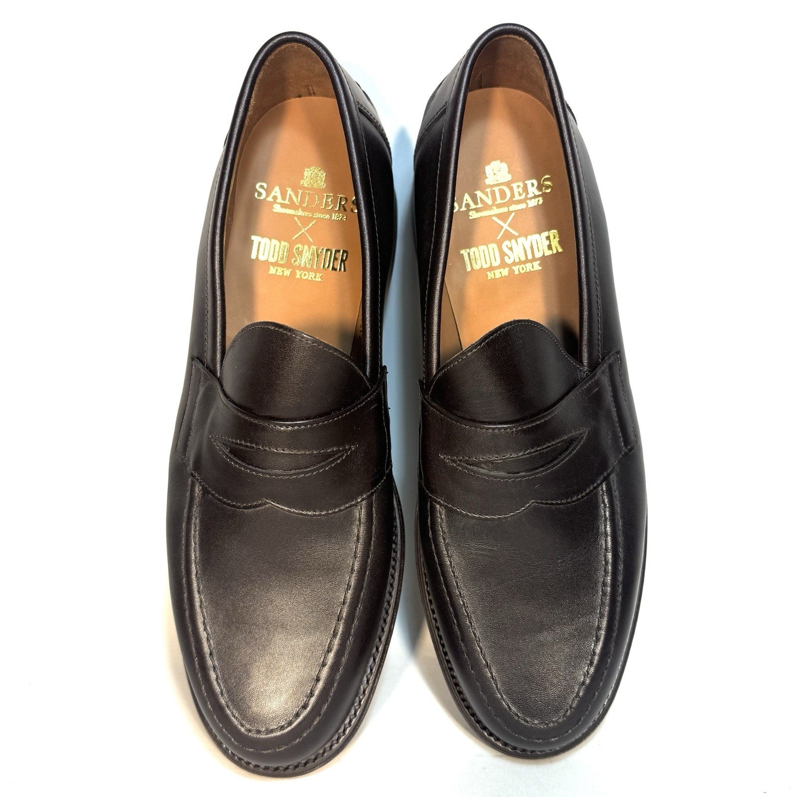SANDERS x TODD SNYDER Mens Clive Leather Penny Loafers Dark Brown (MSRP $578)