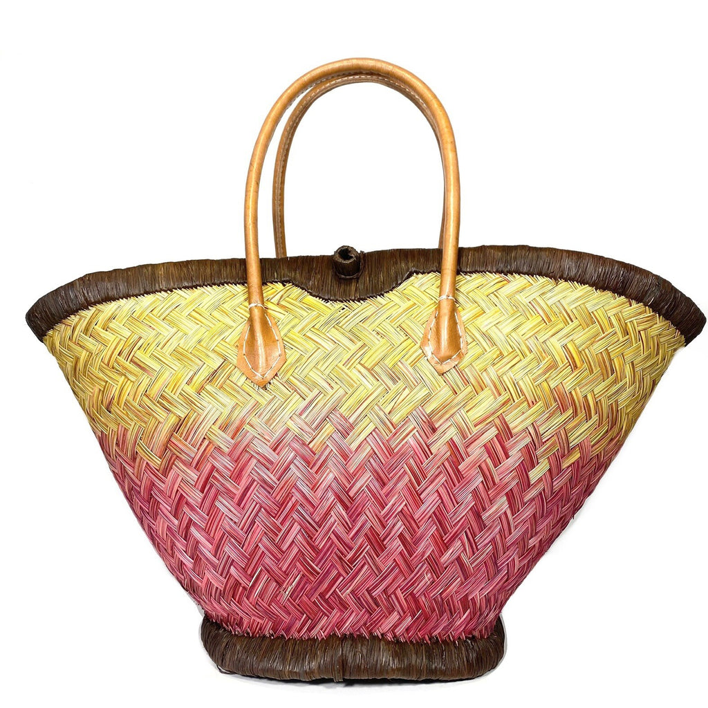 MAR Y SOL Nantucket Ombre Woven Straw Basket Tote Bag Pink (MSRP $145)