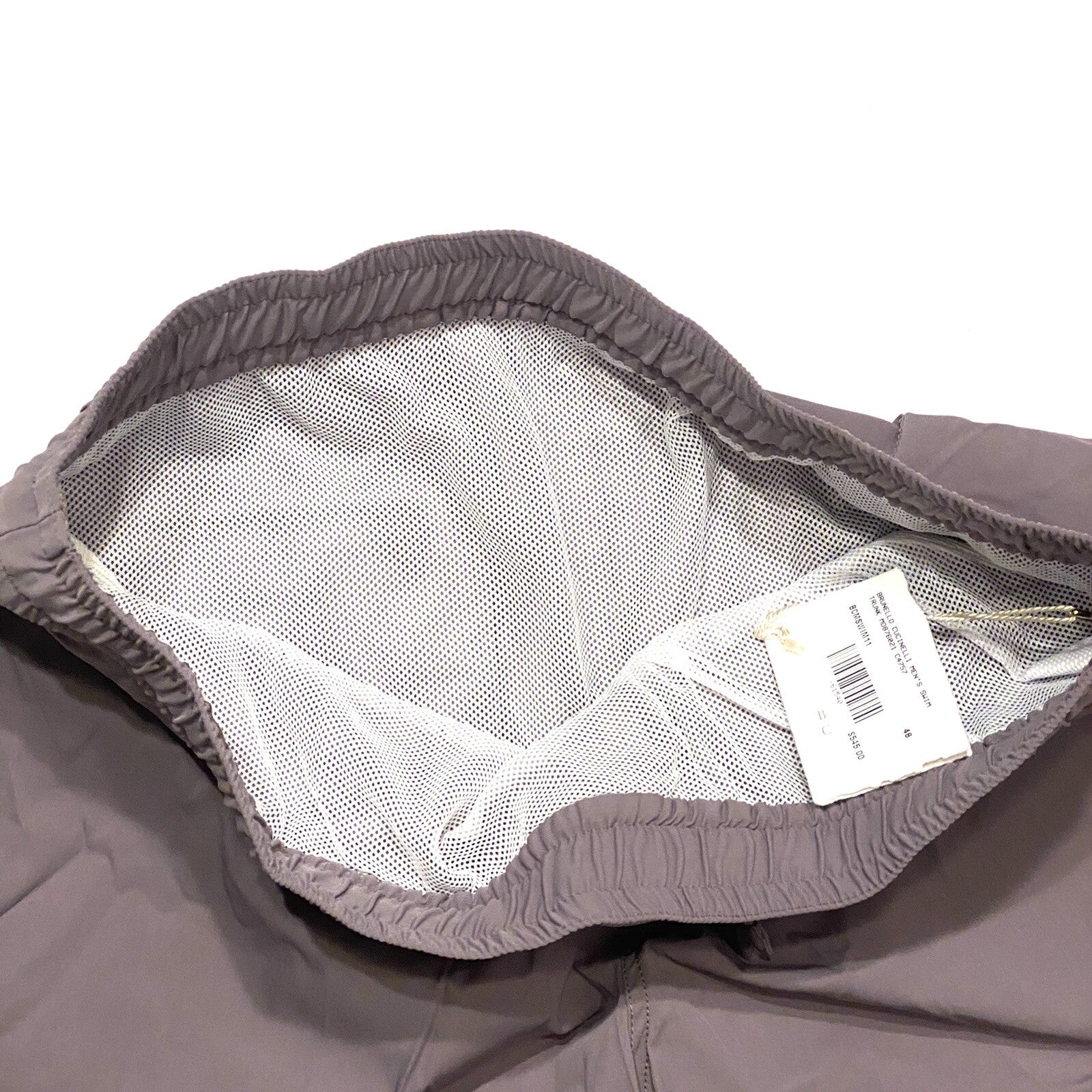 BRUNELLO CUCINELLI Mens Solid Logo Swim Shorts Trunks Purple (MSRP $545)