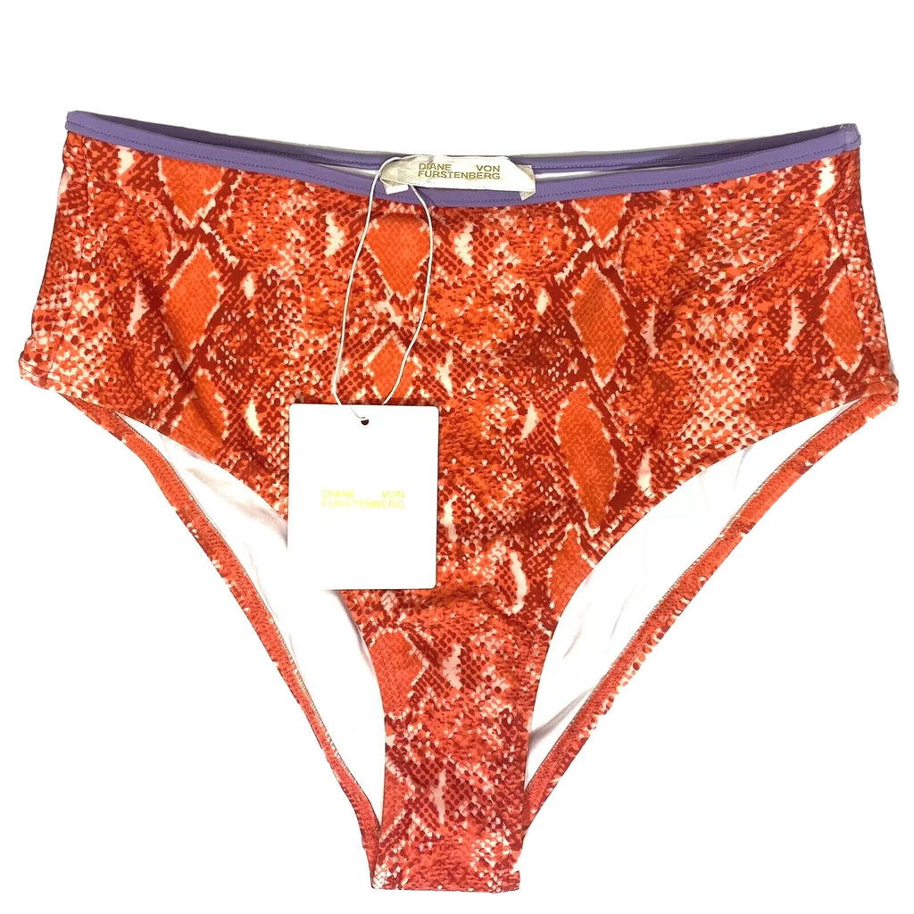 DIANE VON FURSTENBERG DVF Odette Bikini Swim Bottom Python Red (MSRP $148)